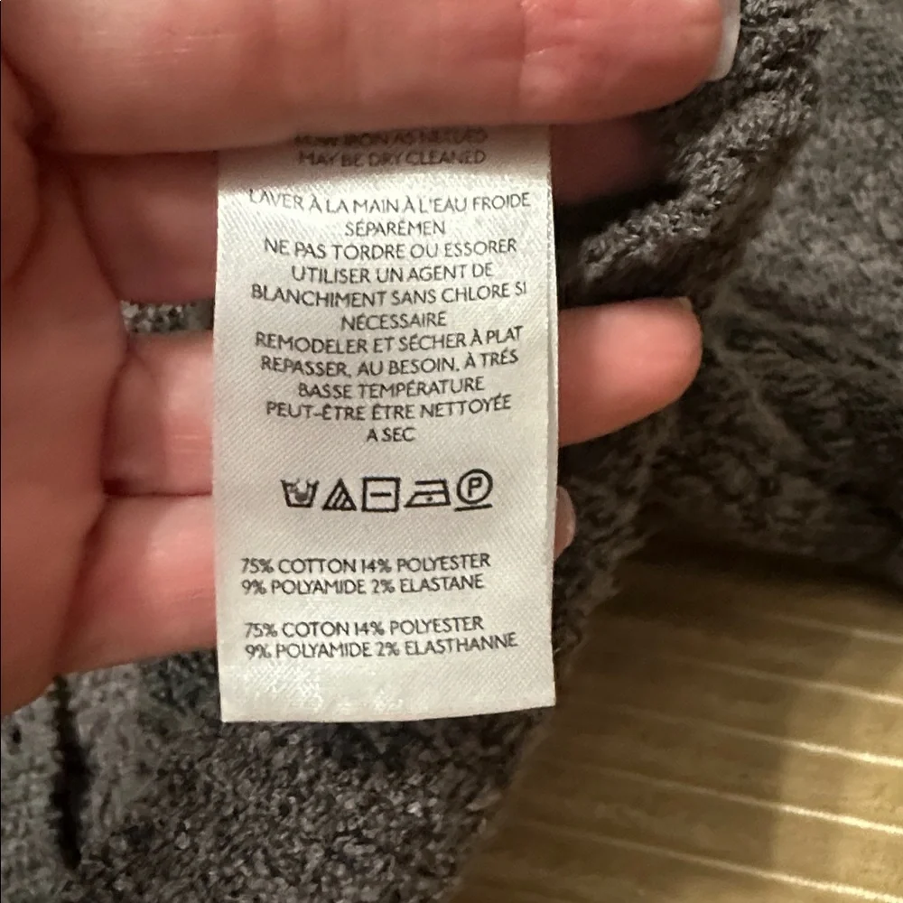 NWT Free People Charcoal Gray Textured V-Neck Button Cardigan small - Picture 7 of 9